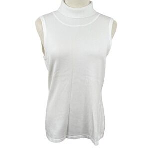 Picadilly Canada Womens S Sleeveless Turtleneck White Knit Shell Top Minimalist